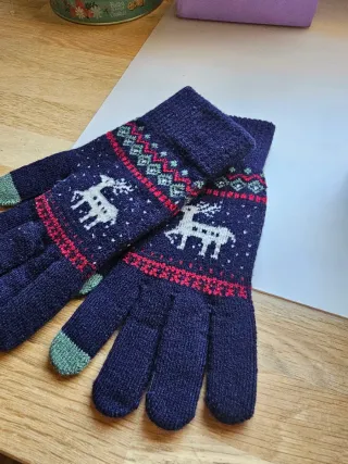 Guantes de lana táctiles con reno