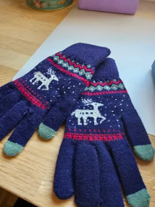 Guantes de lana táctiles con reno