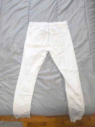 Pantalones Super Skinny Blancos Desgastados