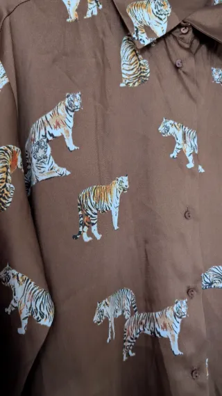 Camisa Zara Estampada Tigres Talla L