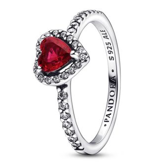 Anillo Pandora Corazón Rojo y Circonitas