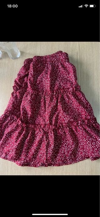 Falda Sfera Estampado Blanco y Rojo Talla M