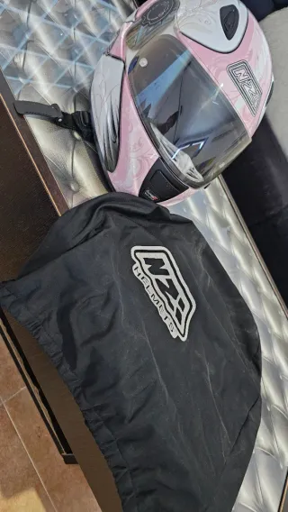 Casco Moto NZI Talla S Blanco y Rosa