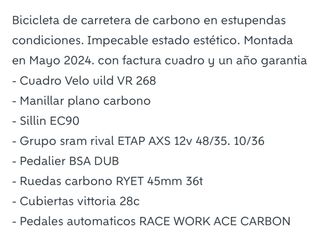 Bicicleta de carbono vendo o cambio por montañera