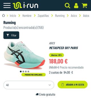 Asics Metaspeed Sky Paris Talla 45