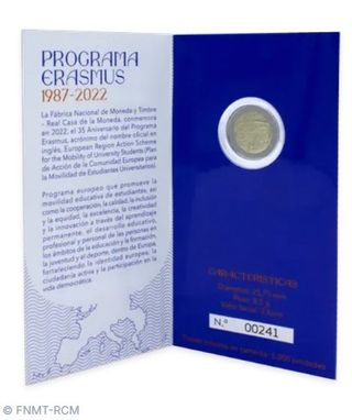 2022 CARTERA CONMEMORATIVA 2€ ERASMUS 1987-2022