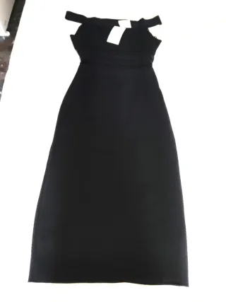 Vestido negro Zara L con transparencias