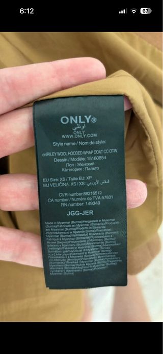 Cappotto ONLY con cappuccio e cintura