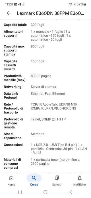Stampante Lexmark E360dn perfettamente Funzionante