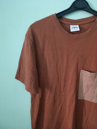 Camiseta naranja/marrón Zara - talla S