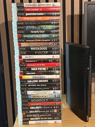 Playstation 3 + 2 mandos y 36 juegos y mandos buzz