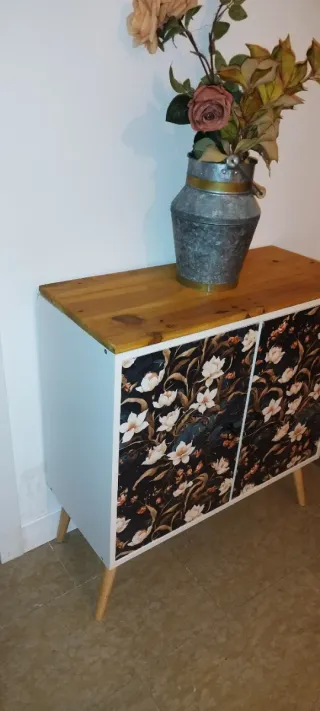 Mueble recibidor madera y metal