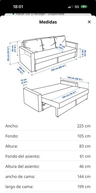 Sofá Cama Ikea 3 Plazas + Mesas y Sillas