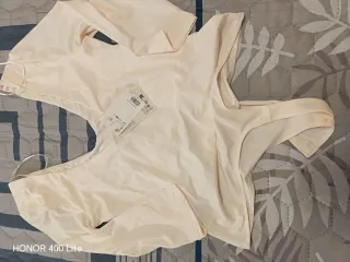 Body beige manga larga talla M