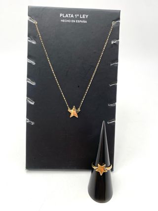 Conjunto collar y anillo estrella plata 1ª ley