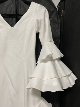 Traje Flamenca Blanco Talla 38 Nuevo