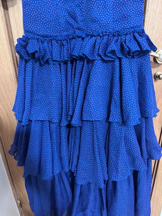 Vestido de flamenca azul con lunares