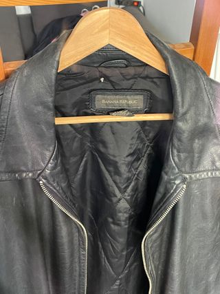 Chaqueta Cuero Banana Republic Hombre Negra
