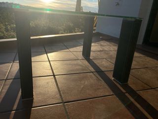 Conjunto 2 Mesas Auxiliares Cristal y Metal