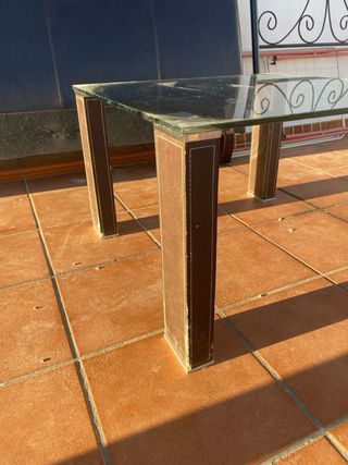 Conjunto 2 Mesas Auxiliares Cristal y Metal