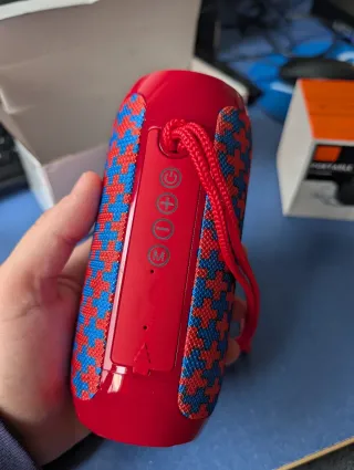 Altavoz Portátil BT azul y naranja