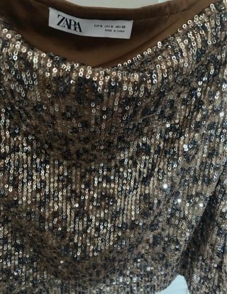 Falda Zara Leopardo Lentejuelas M