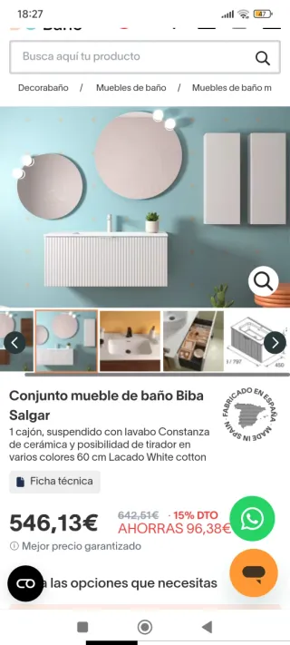 Mueble de baño Biba Salgar Blanco