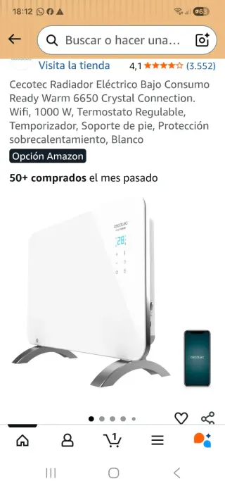 Cecotec Ready Warm 6550 Cristal Radiador