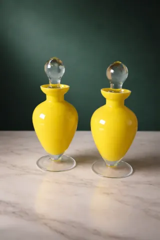 2 Esencieros de Cristal Amarillo y transparente