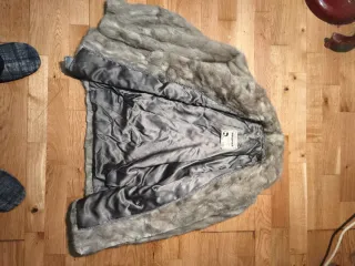 Abrigo Piel Natural Beige/Gris