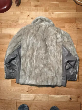 Abrigo Piel Natural Beige/Gris