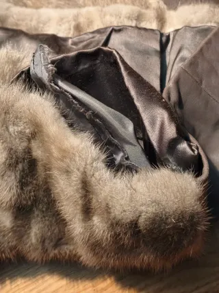 Abrigo Piel Natural Beige/Gris