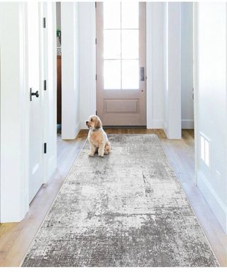 Tappeto da corridoio grigio e bianco
