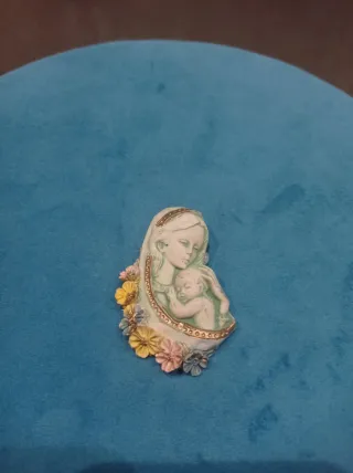 Piccola statua vintage Madonna e Bambino
