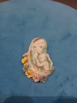 Piccola statua vintage Madonna e Bambino