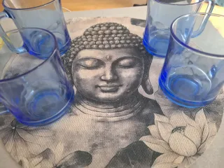 Set 4 tazas vidrio azul Duralex