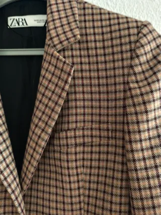 Americana Zara cuadros beige/marrón T.XS