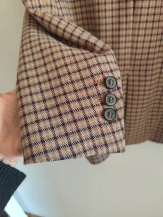 Americana Zara cuadros beige/marrón T.XS