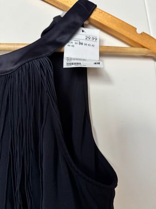 Top H&M Negro con Flecos Talla S
