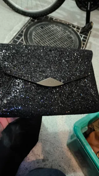 Bolso de fiesta Parfois negro y plateado