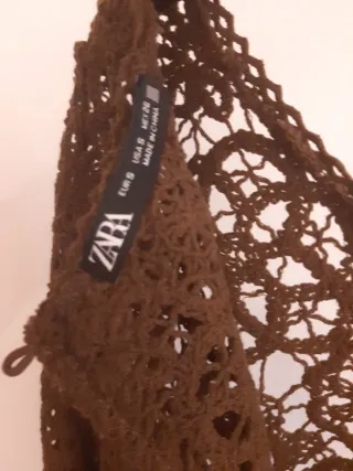 Top Zara Crochet Marrón Talla S