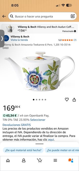 Tetera Villeroy & Boch Amazonia