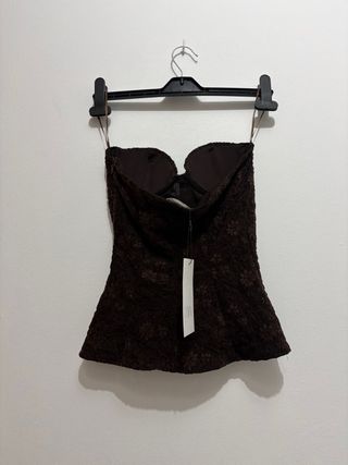 Corsé encaje floral Zara marrón