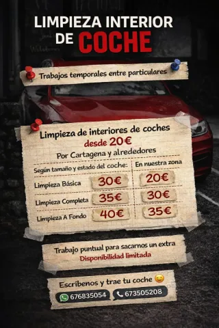 Lavado de coches interior entre particulares