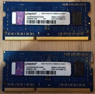 Coppia Kingston 2x 2GB PC3-10600S RAM