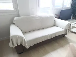 Sofá 3 plazas beige o marrón