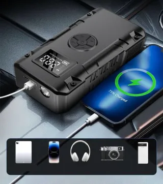 Avviatore Auto Compressore Power Bank Torcia