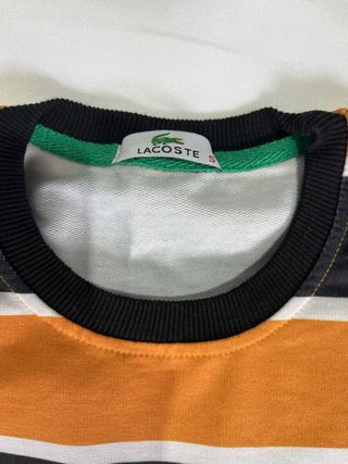 Camiseta Lacoste Rayas Naranja y Azul Manga Larga