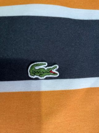 Camiseta Lacoste Rayas Naranja y Azul Manga Larga