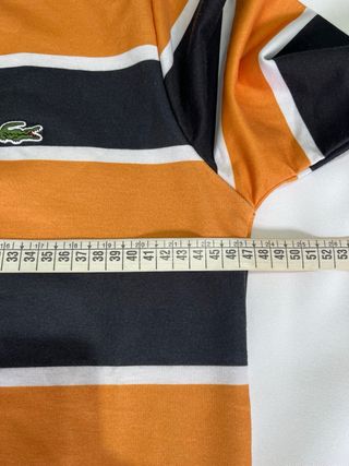 Camiseta Lacoste Rayas Naranja y Azul Manga Larga